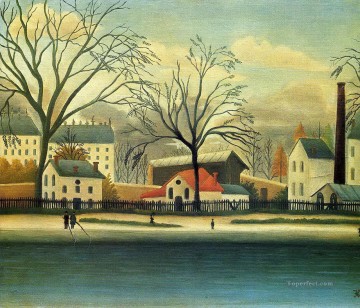  primitivism art painting - suburban scene 1896 Henri Rousseau Post Impressionism Naive Primitivism